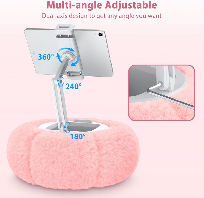 CreaDream Pumpkin Tablet Pillow Stand Holder for Kindle iPad, Adjustable Phone Pillow Stand for Lap Bed with Detachable Snack Bowl, Compatible with 4.7"-13" Tablet, iPad, iPhone, Samsung Tabs, Kindle - Image 3